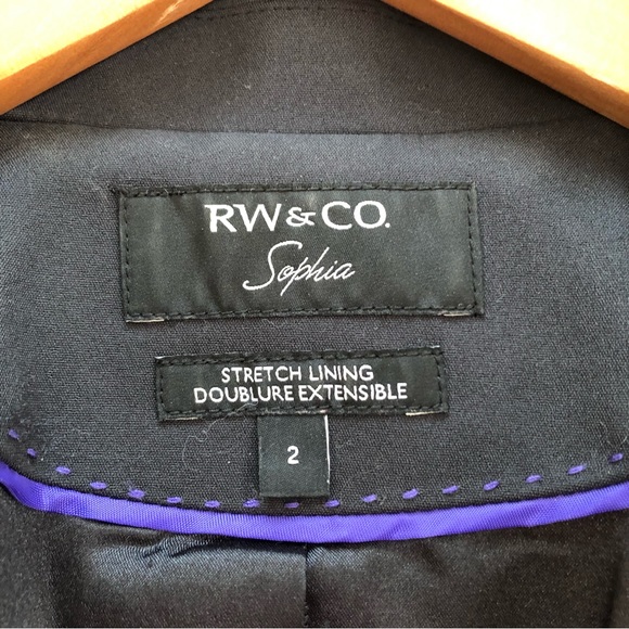 RW & Co Sophia fitted blazer black size 2 - Picture 9 of 11